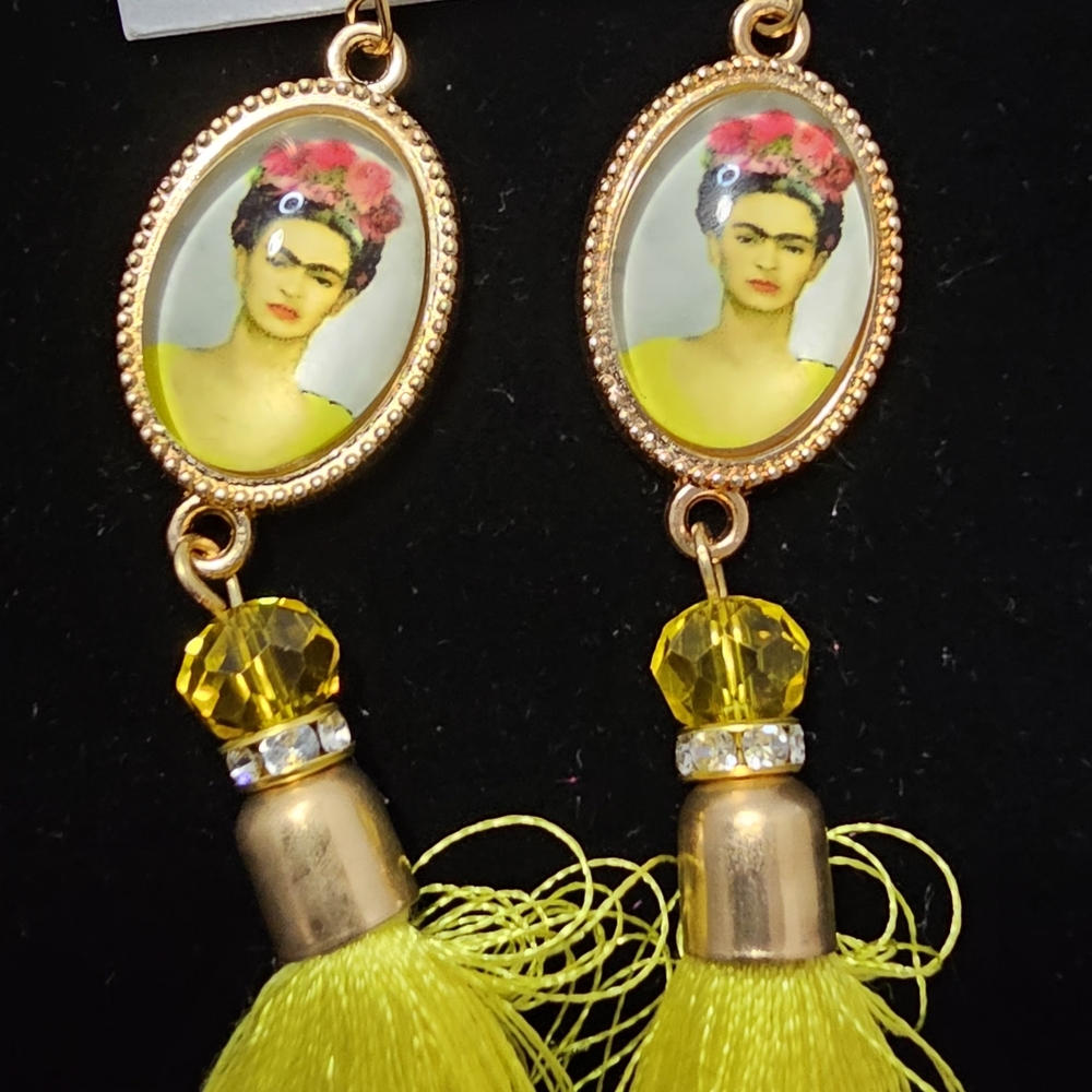 Yellow and Gold Tassel Earrings